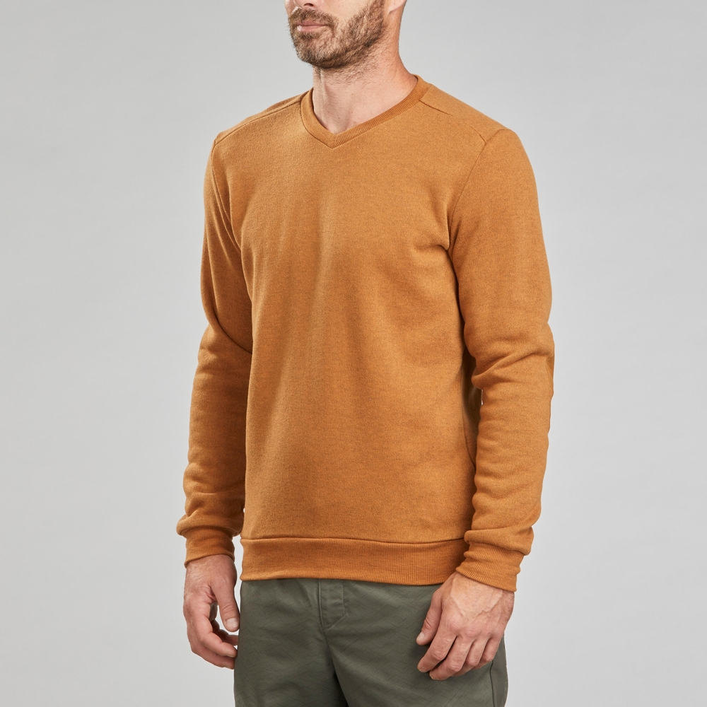 Classic V-Neck Sweater in Warm Tan